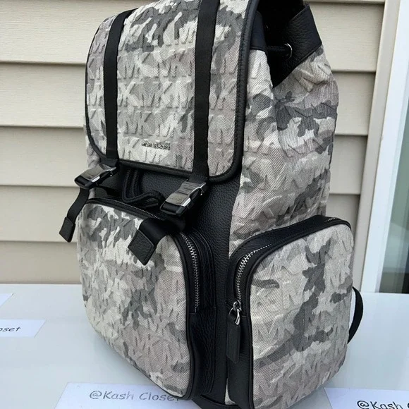 Michael Kors Backpack Cooper Logo Denim Backpack Utility Rucksack Black